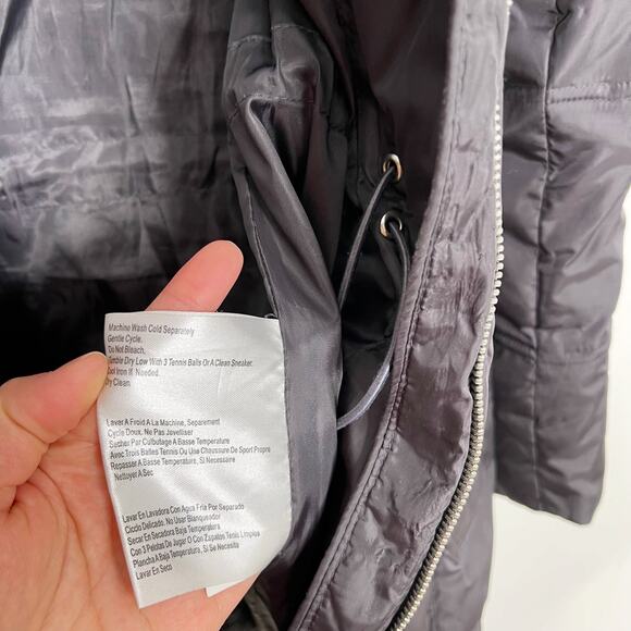 Michael Michael Kors Quilted Parka Jacket XSmall XS Hooded Charcoal Gray Womens - Picture 10 of 11